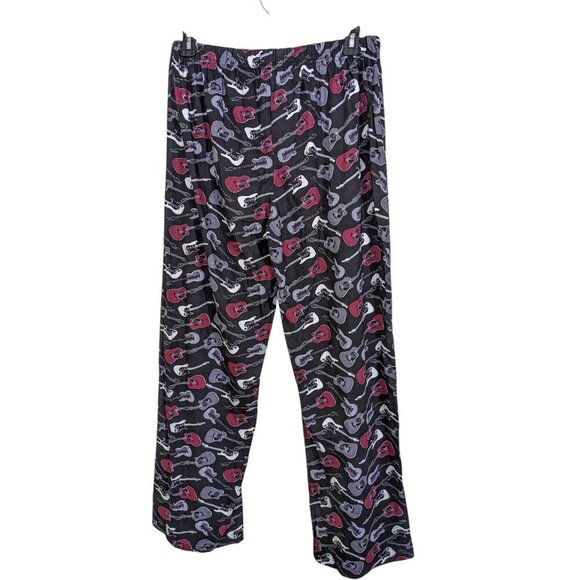 Mens L Sleep Lounge Pant All Over Guitar Print Cotton Stretch Waist Drawstring - Picture 2 of 6